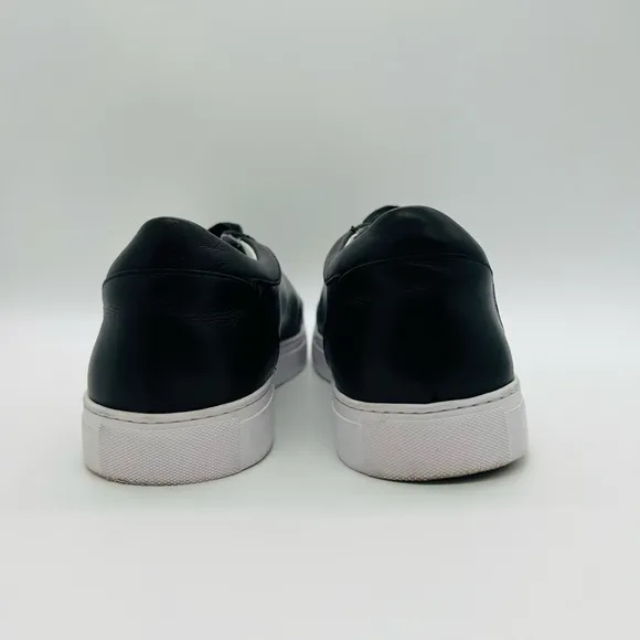 ROBERT GRAHAM MEN’S BLACK LEATHER SNEAKERS WITH PAISLEY SIZE 8.5