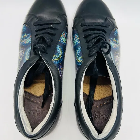 ROBERT GRAHAM MEN’S BLACK LEATHER SNEAKERS WITH PAISLEY SIZE 8.5