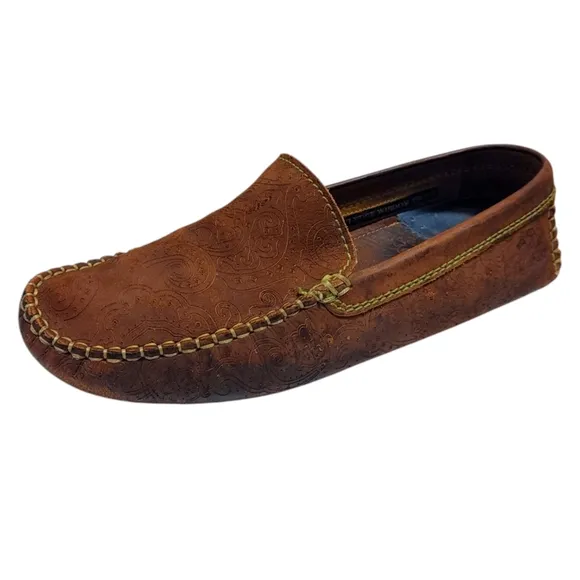 Robert Graham Verrazano Brown Suede Paisley Nubuck Drivers Men's Size 8