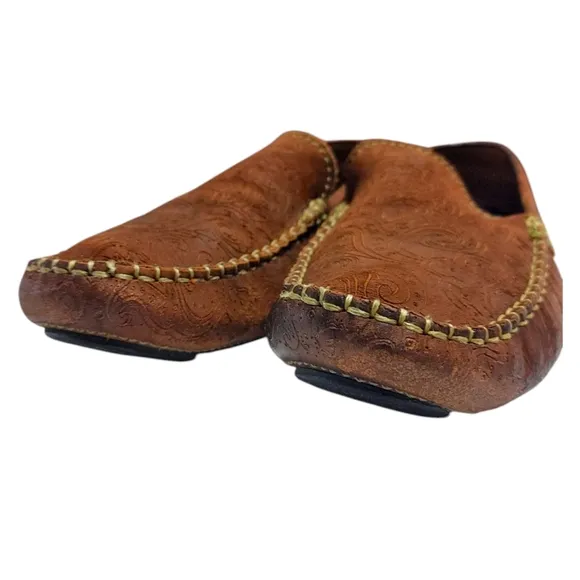 Robert Graham Verrazano Brown Suede Paisley Nubuck Drivers Men's Size 8