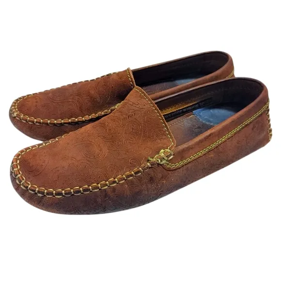 Robert Graham Verrazano Brown Suede Paisley Nubuck Drivers Men's Size 8