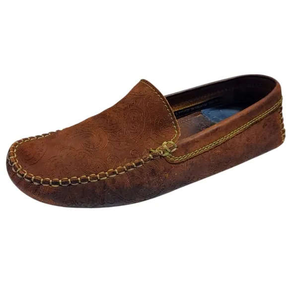 Robert Graham Verrazano Brown Suede Paisley Nubuck Drivers Men's Size 8