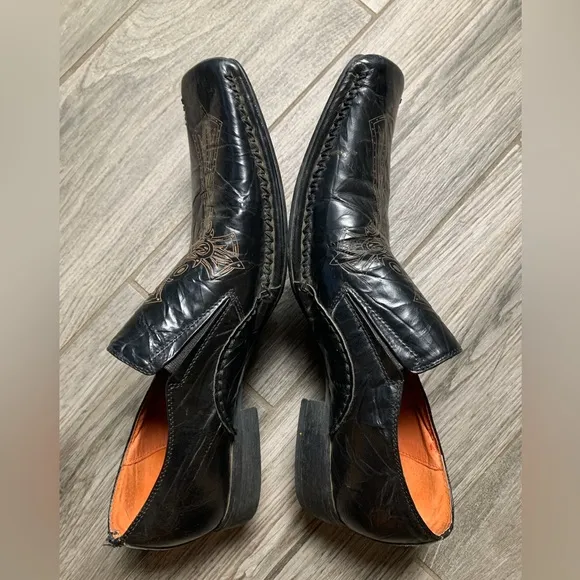 Robert Wayne‎ ☠️ Rome Black Cross Leather Loafers