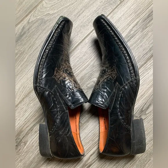 Robert Wayne‎ ☠️ Rome Black Cross Leather Loafers