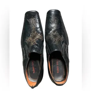 Robert Wayne‎ ☠️ Rome Black Cross Leather Loafers