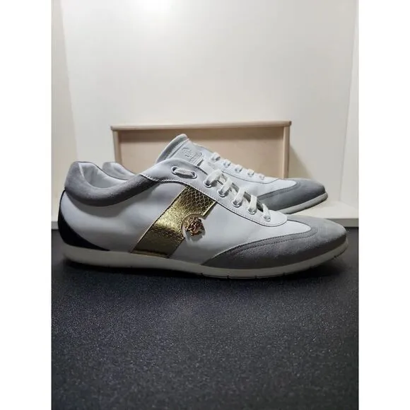 ROBERTO CAVALLI COLOUR BLOCK SNAKE PANEL SNEAKERS size 45