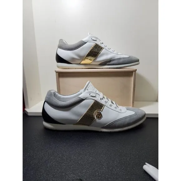 ROBERTO CAVALLI COLOUR BLOCK SNAKE PANEL SNEAKERS size 45