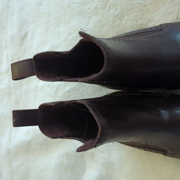 Rockport Women Chelsea Boots Brown Leather Stretch Square Ankle Slip On Size 7