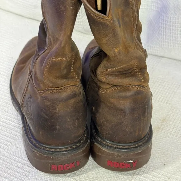 Rocky Original Brown Ride Men's Steel-Toe Work Boots Size 9M