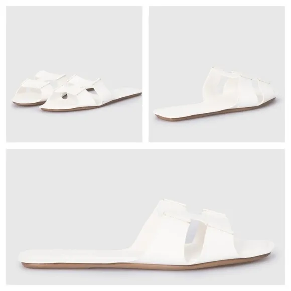 RODO Leather Flat Slide Sandals white size 36 US 5 made in Italy