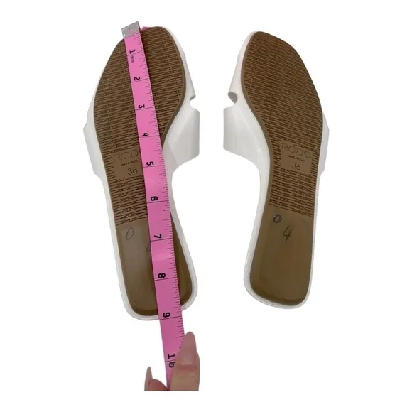 RODO Leather Flat Slide Sandals white size 36 US 5 made in Italy