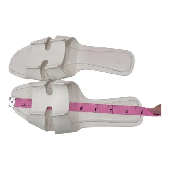 RODO Leather Flat Slide Sandals white size 36 US 5 made in Italy