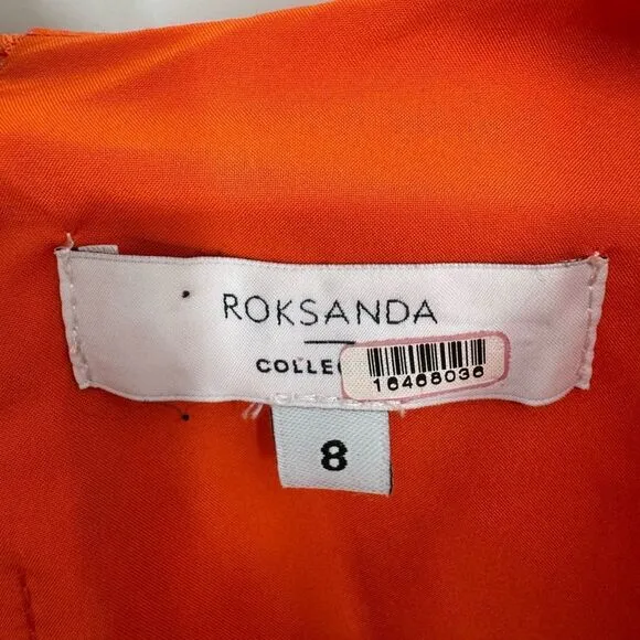 Roksanda Smocked Waist Maxi Dress Orange V-Neck Sleeveless Sz 8