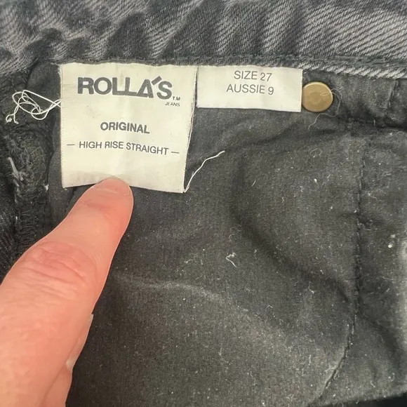 Rolla’s Original High Rise Straight Distressed Denim Jeans Stone Black US 27