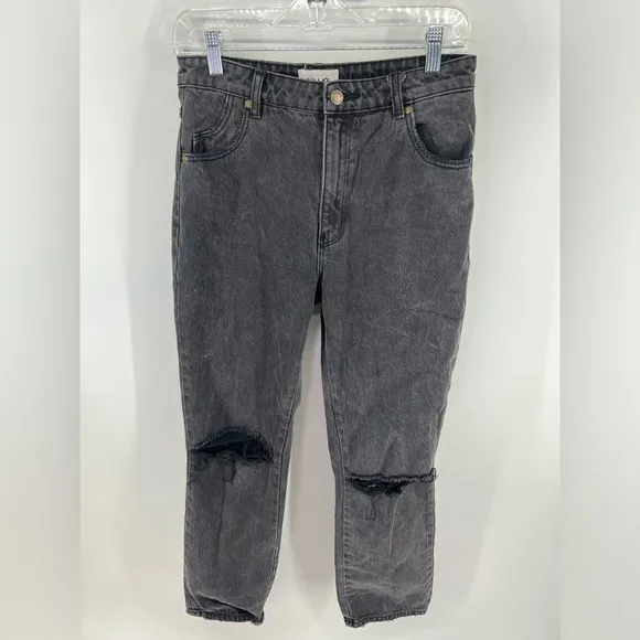 Rolla’s Original High Rise Straight Distressed Denim Jeans Stone Black US 27