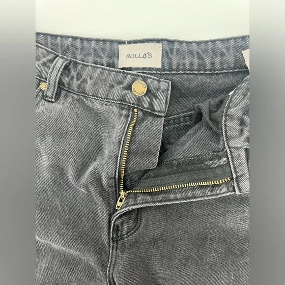 Rolla’s Original High Rise Straight Distressed Denim Jeans Stone Black US 27
