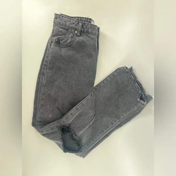 Rolla’s Original High Rise Straight Distressed Denim Jeans Stone Black US 27