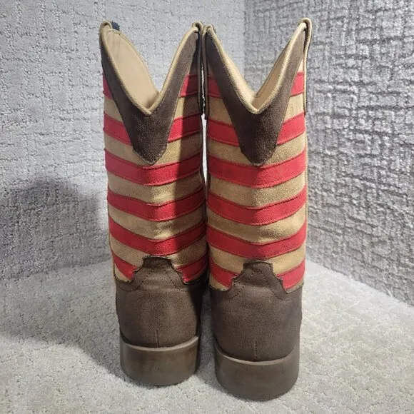 Roper American Patriot Men's Size 11.5 US Brown Leather Square Toe Western Boots