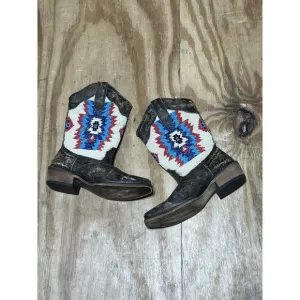Roper Beaded Aztec Western Boots Womens 6 Brown Slip On Leather