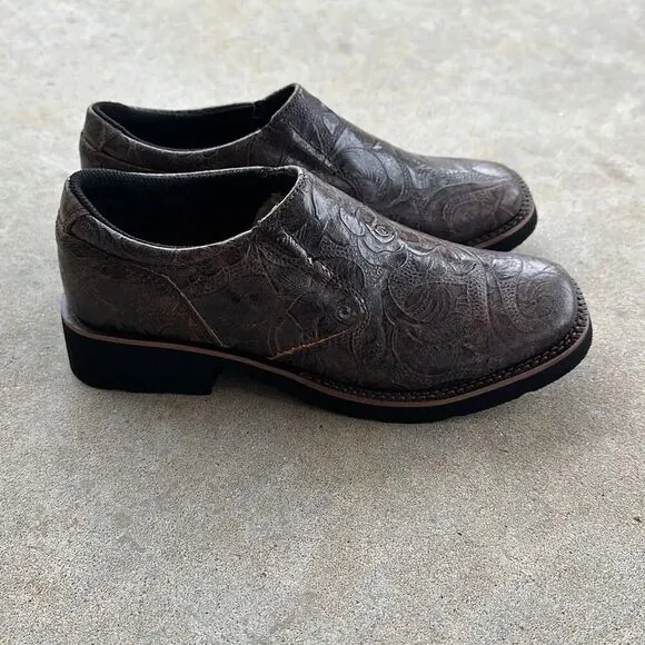 Roper Ricochet Brown Leather Square Toe Slip-On Loafers Women’s Sz 5.5