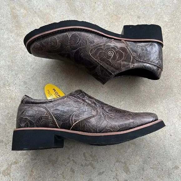 Roper Ricochet Brown Leather Square Toe Slip-On Loafers Women’s Sz 5.5