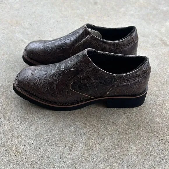 Roper Ricochet Brown Leather Square Toe Slip-On Loafers Women’s Sz 5.5