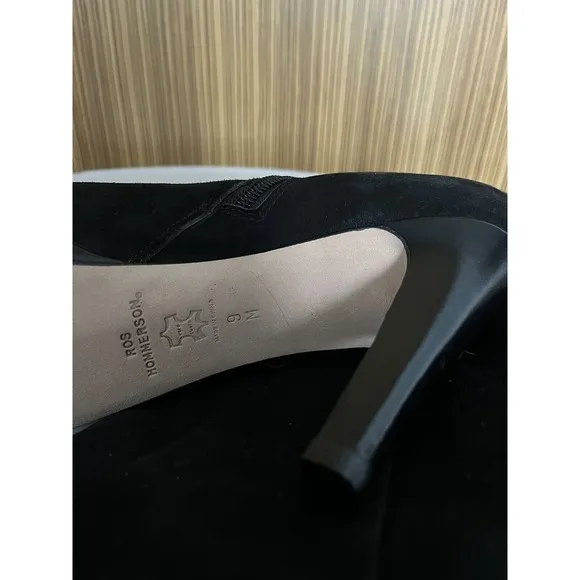 Ros Hommerson Suede Leather Over The Knee Boots Black Size 9 M