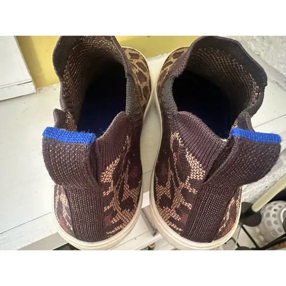 Rothy's Chelsea Wildcat Cheetah Slip On Sneaker Boots Animal Print sz 8.5