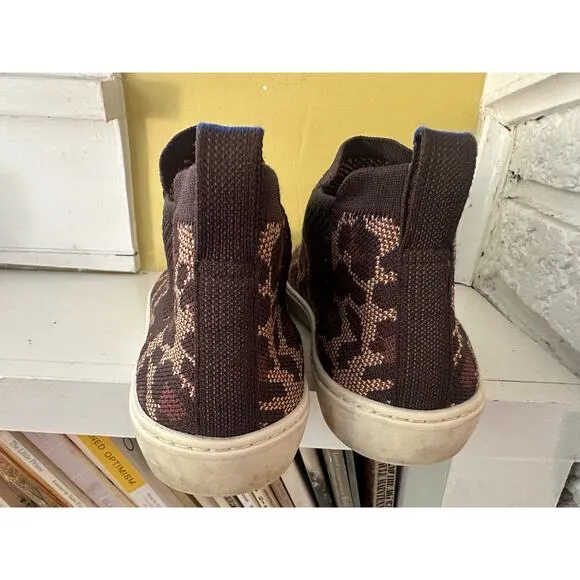 Rothy's Chelsea Wildcat Cheetah Slip On Sneaker Boots Animal Print sz 8.5
