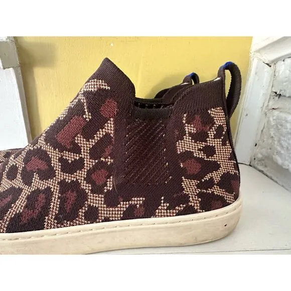 Rothy's Chelsea Wildcat Cheetah Slip On Sneaker Boots Animal Print sz 8.5