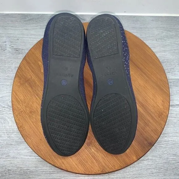 Rothys Pisces Zodiac Loafers Size 8.5 Dark Blue Silver Threading Slip On Round
