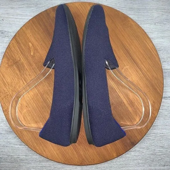 Rothys Pisces Zodiac Loafers Size 8.5 Dark Blue Silver Threading Slip On Round