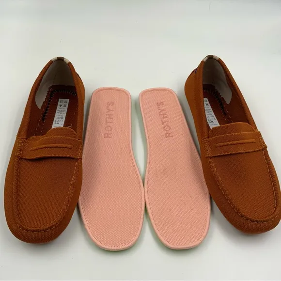 Rothy’s The Drivers Loafers Cognac Flat Slip-On. Women’s Size 9.