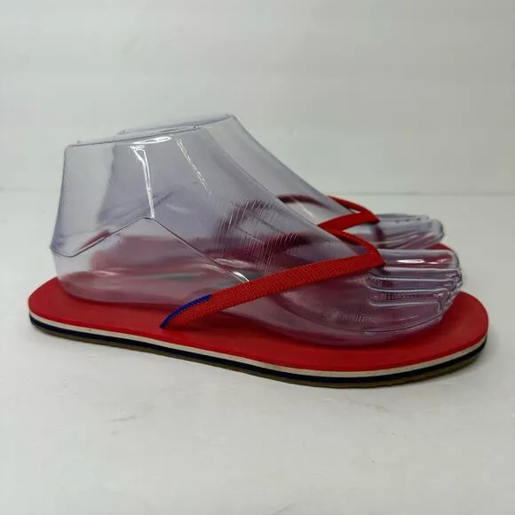 Rothys Womens size 6 Red The Flip Flop Firecracker Slip On Sandals Flat Thong