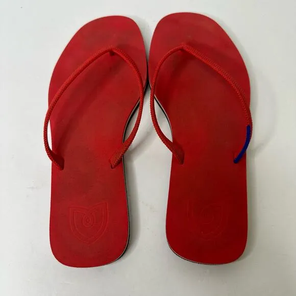 Rothys Womens size 6 Red The Flip Flop Firecracker Slip On Sandals Flat Thong