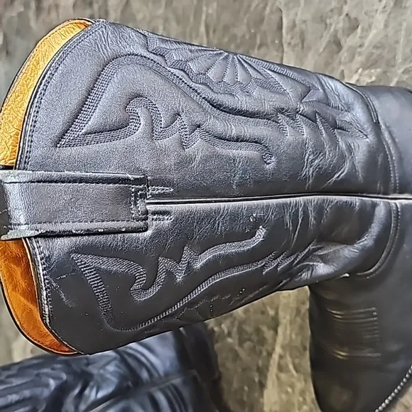 RUDEL LEATHER Black Western Cowboy Boots