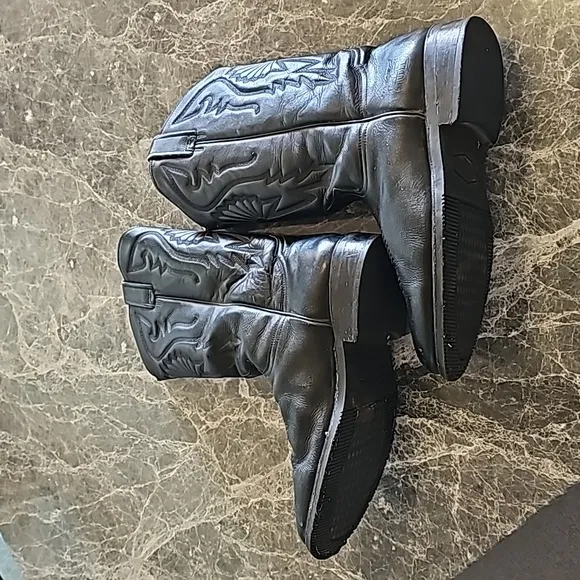 RUDEL LEATHER Black Western Cowboy Boots