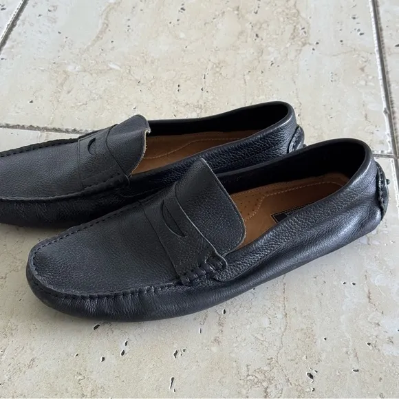 RUSH Gordon Rush, Black Leather Men Loafers, Size 11,5
