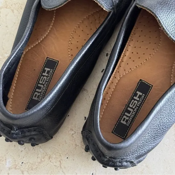 RUSH Gordon Rush, Black Leather Men Loafers, Size 11,5