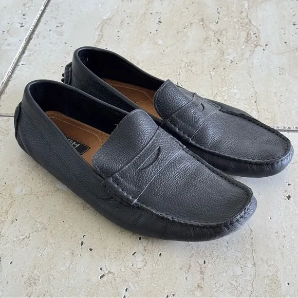 RUSH Gordon Rush, Black Leather Men Loafers, Size 11,5