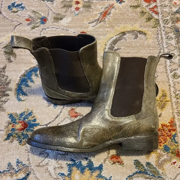 SAINT G  Santina Khaki Leather Ankle Boots