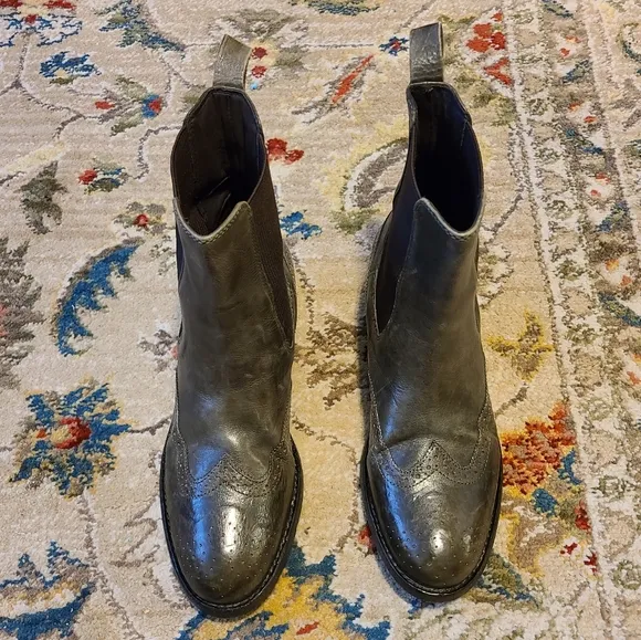 SAINT G  Santina Khaki Leather Ankle Boots