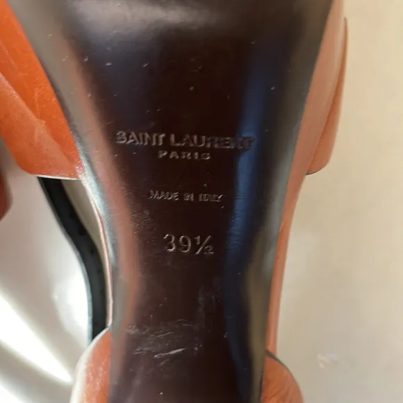 Saint Laurent Papaya Brown Leather &quot;Farrah 80&quot; Platform Heel Sandals Size 39.5