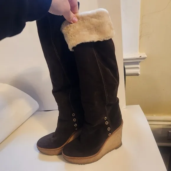 Saint Laurent Suede Tall Boots size 6 in VGUC
