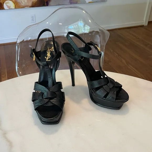 Saint Laurent Tribute T-Strap Platform Sandals