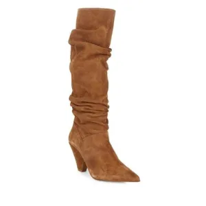 Saks Fifth Ave Leather Suede Tall Scrunch slouch Boots Knee length size 37