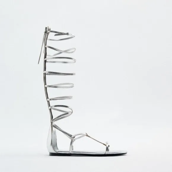 ✨SALE✨ ZARA TALL FLAT LEATHER GLADIATOR SANDALS ✨SALE✨