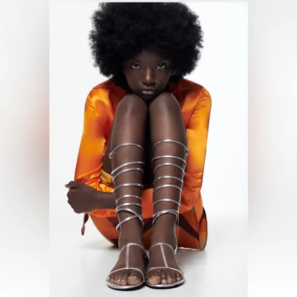 ✨SALE✨ ZARA TALL FLAT LEATHER GLADIATOR SANDALS ✨SALE✨
