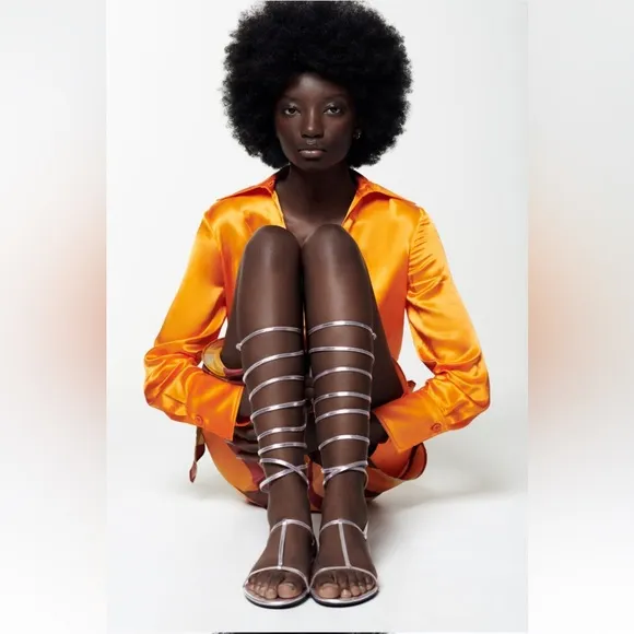 ✨SALE✨ ZARA TALL FLAT LEATHER GLADIATOR SANDALS ✨SALE✨