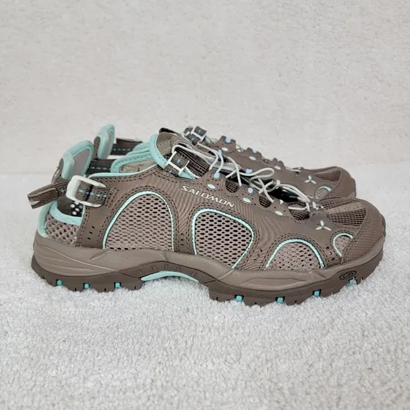 Salomon Brown/Aqua Techamphibian Trail Hiking Waterproof Sneaker/Sandals Sz 7